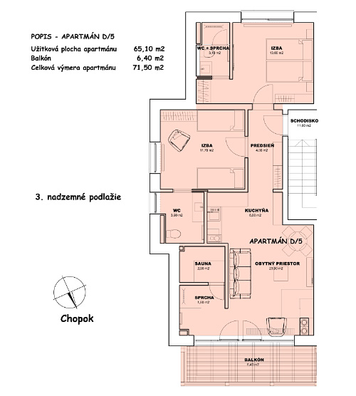 Apartmán D5 - pôdorys